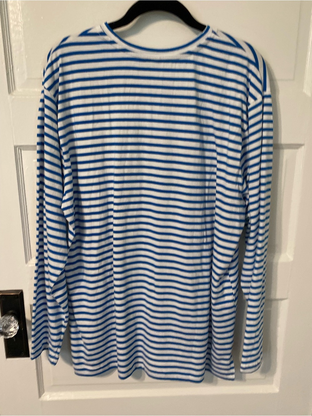 NWOT Anthropologie Daily Practice Cotton Long Sleeve Tee (vivid cerulean/white) - Picture 7 of 9